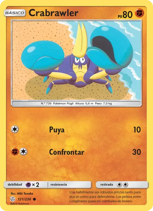 Crabrawler — Eclipse Cósmico 121 Spanish Pokémon card