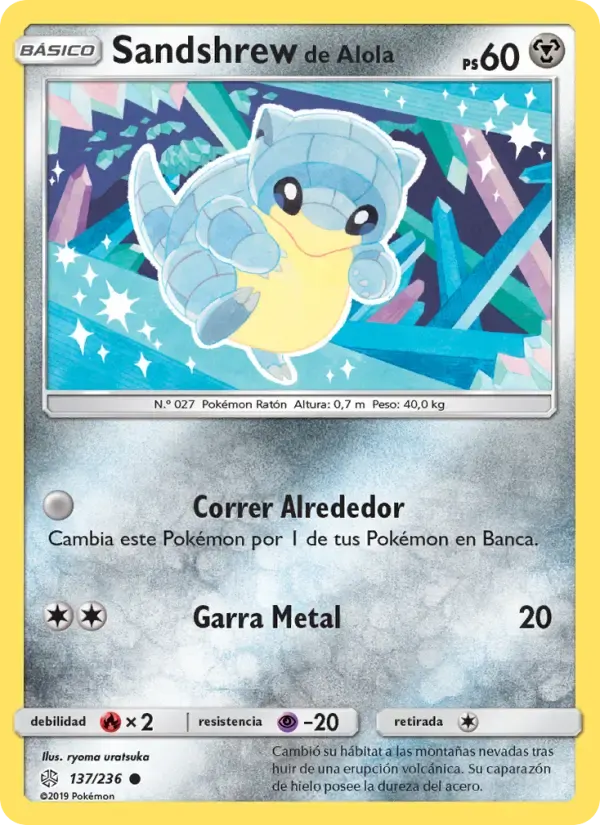 Sandshrew de Alola — Eclipse Cósmico 137 Spanish Pokémon card