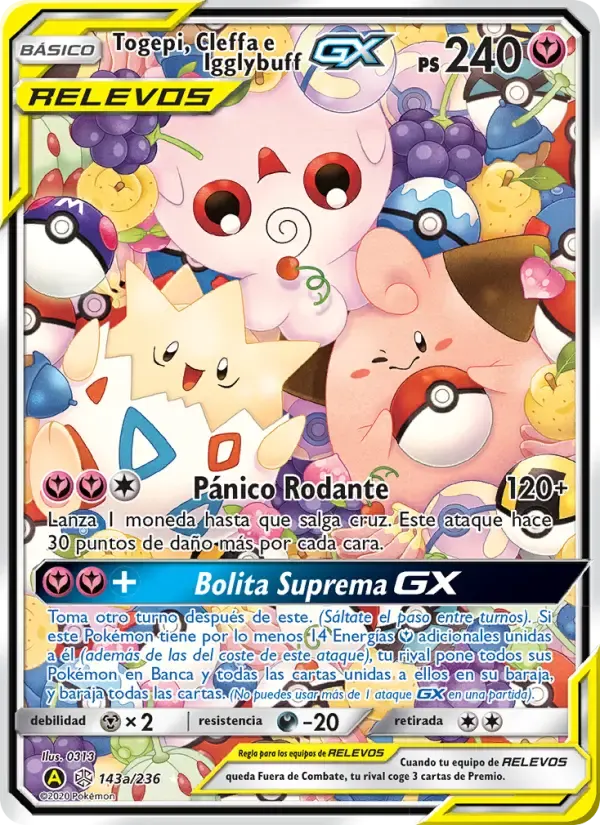 Togepi, Cleffa e Igglybuff GX — Eclipse Cósmico 143 Spanish Pokémon card