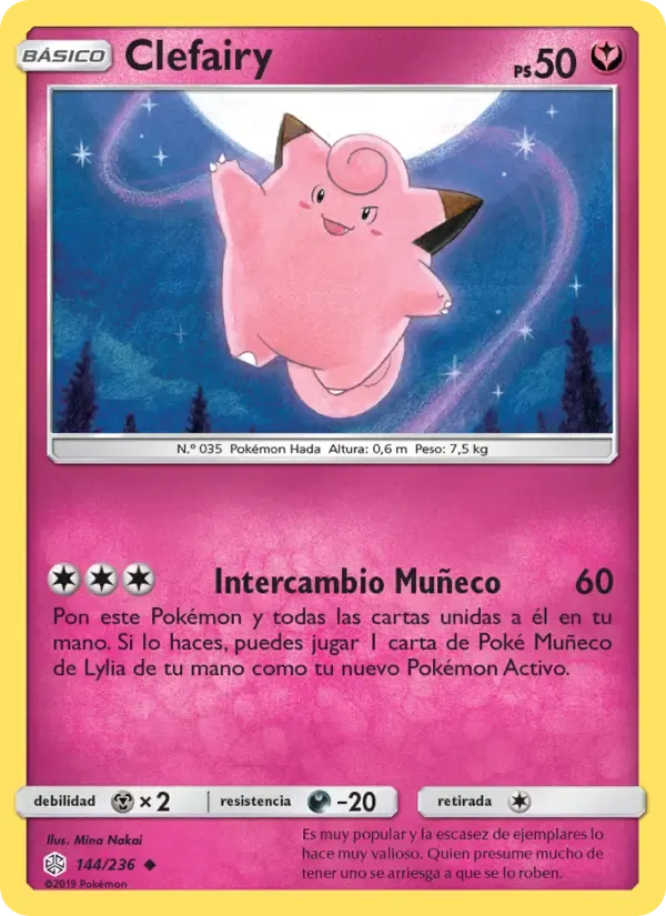 Clefairy — Eclipse Cósmico 144 Spanish Pokémon card