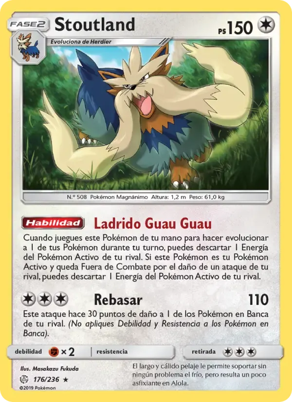 Stoutland — Eclipse Cósmico 176 Spanish Pokémon card