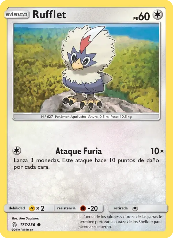 Rufflet — Eclipse Cósmico 177 Spanish Pokémon card