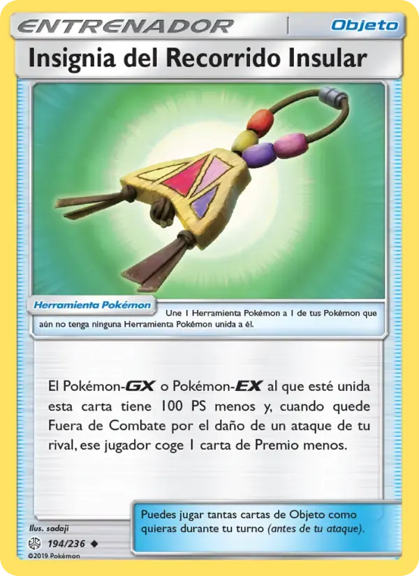 Insignia del Recorrido Insular — Eclipse Cósmico 194 Spanish Pokémon card