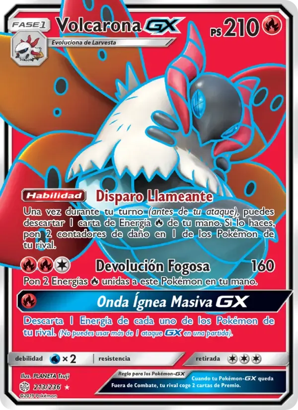 Volcarona GX — Eclipse Cósmico 213 Spanish Pokémon card