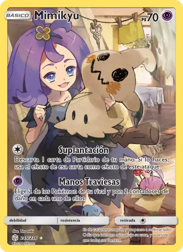 Mimikyu — Eclipse Cósmico 245 Spanish Pokémon card