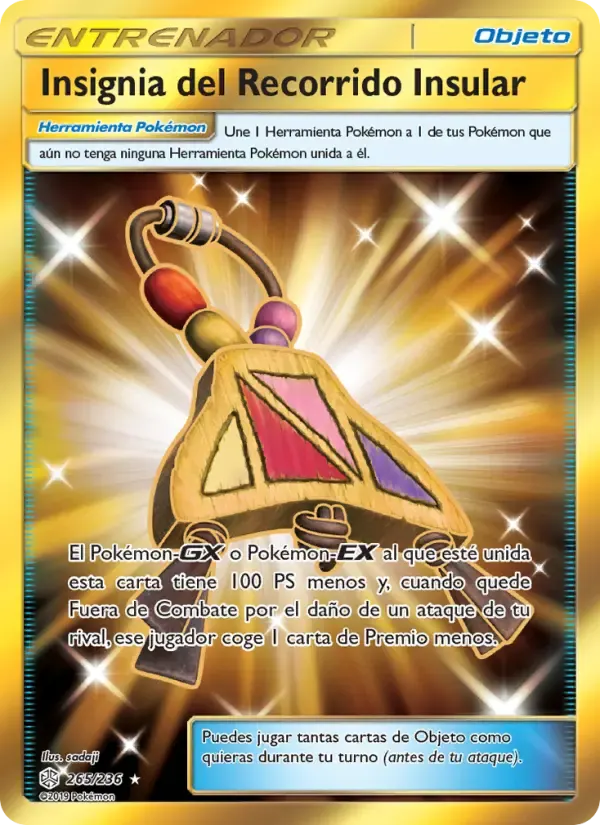 Insignia del Recorrido Insular — Eclipse Cósmico 265 Spanish Pokémon card