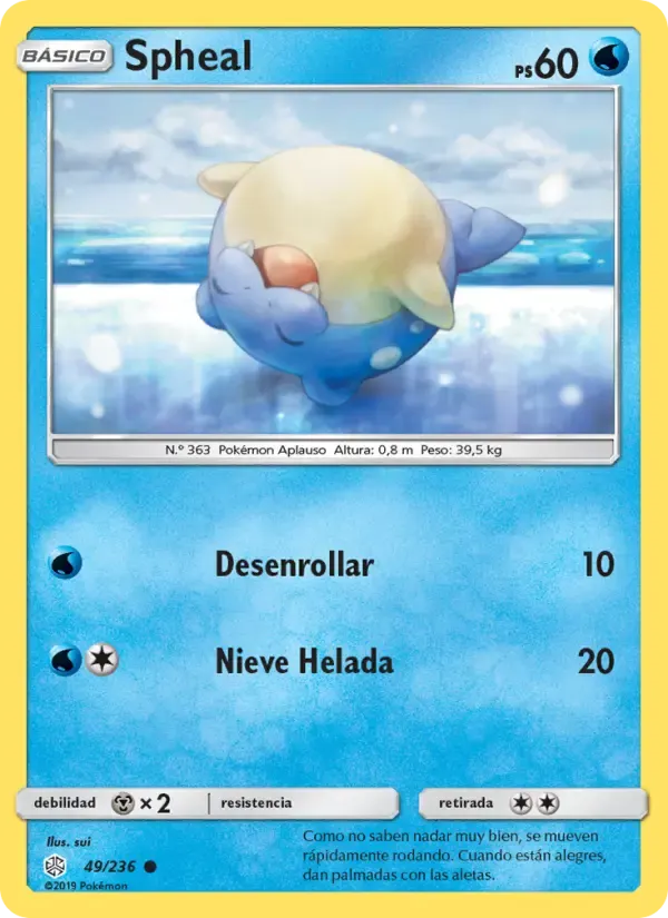 Spheal — Eclipse Cósmico 49 Spanish Pokémon card