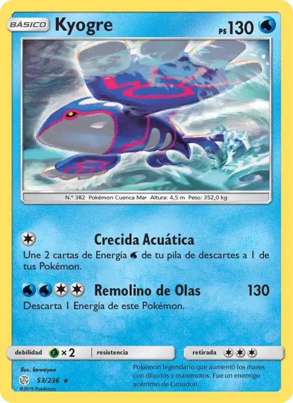 Kyogre — Eclipse Cósmico 53 Spanish Pokémon card