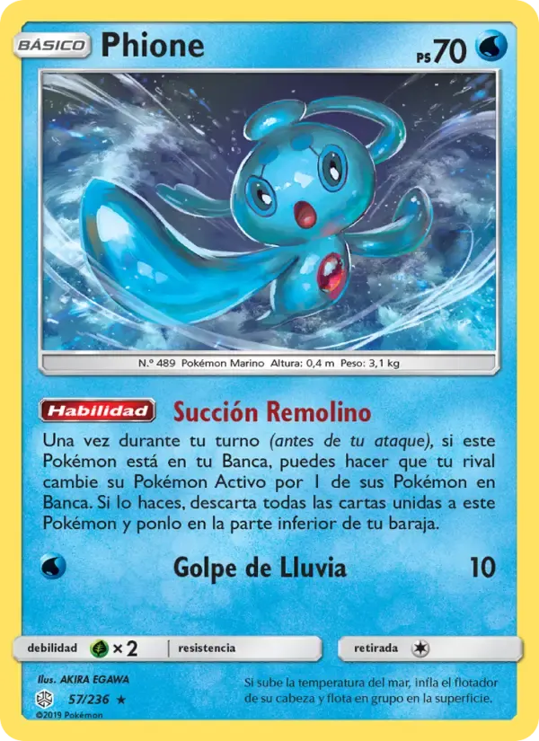 Phione — Eclipse Cósmico 57 Spanish Pokémon card