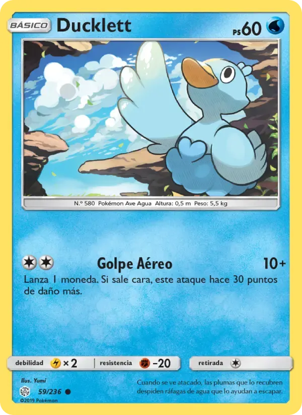 Ducklett — Eclipse Cósmico 59 Spanish Pokémon card