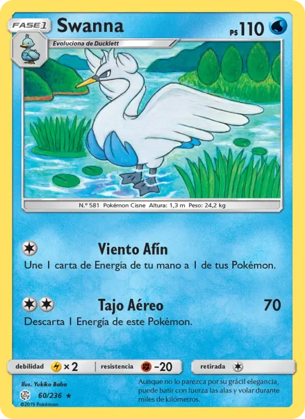 Swanna — Eclipse Cósmico 60 Spanish Pokémon card