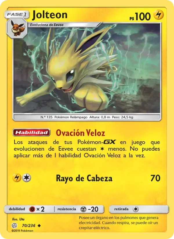 Jolteon — Eclipse Cósmico 70 Spanish Pokémon card