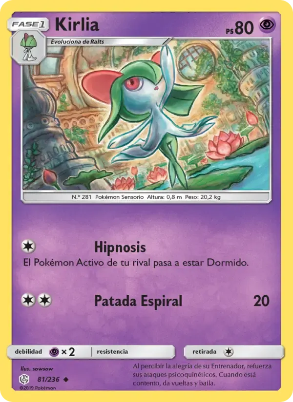 Kirlia — Eclipse Cósmico 81 Spanish Pokémon card