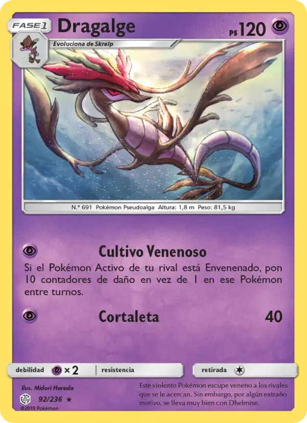 Dragalge — Eclipse Cósmico 92 Spanish Pokémon card