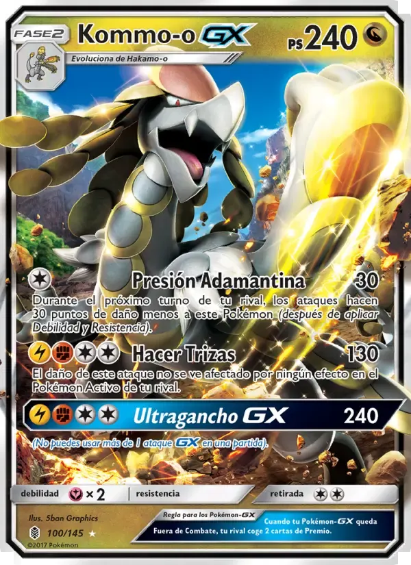 Kommo-o GX — Albor de Guadianes 100 Spanish Pokémon card