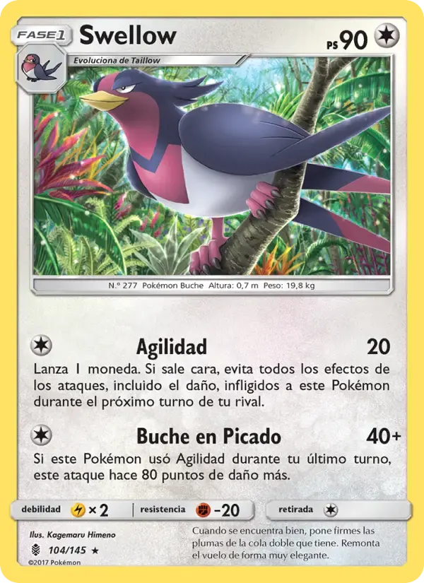 Swellow — Albor de Guadianes 104 Spanish Pokémon card
