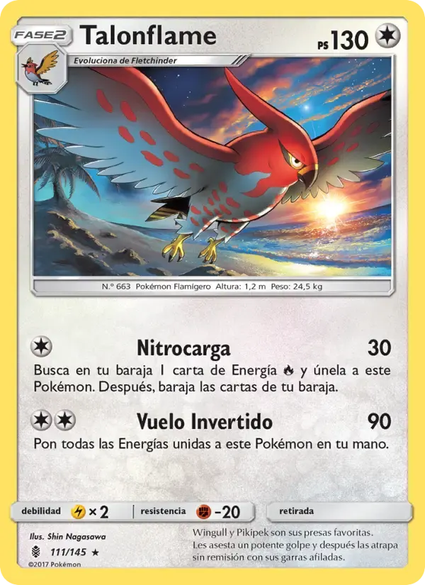 Talonflame — Albor de Guadianes 111 Spanish Pokémon card
