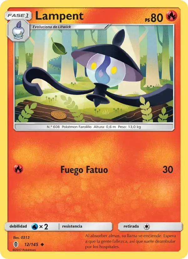 Lampent — Albor de Guadianes 12 Spanish Pokémon card