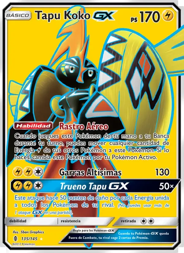 Tapu Koko GX — Albor de Guadianes 135 Spanish Pokémon card
