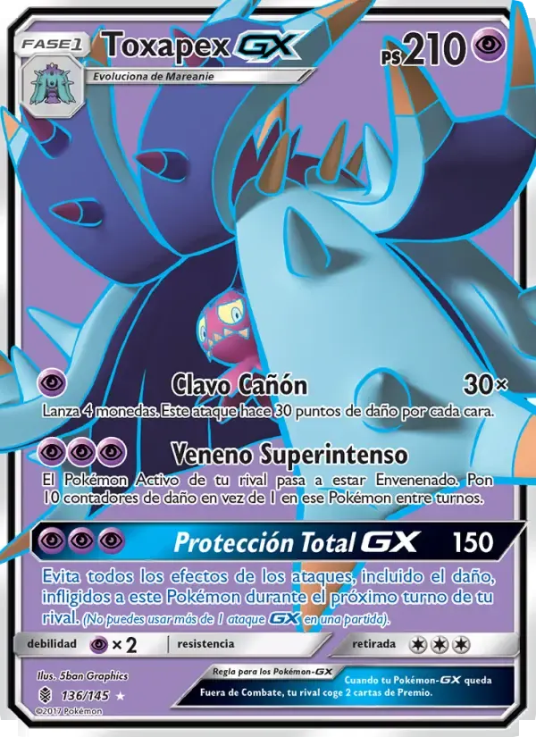 Toxapex GX — Albor de Guadianes 136 Spanish Pokémon card