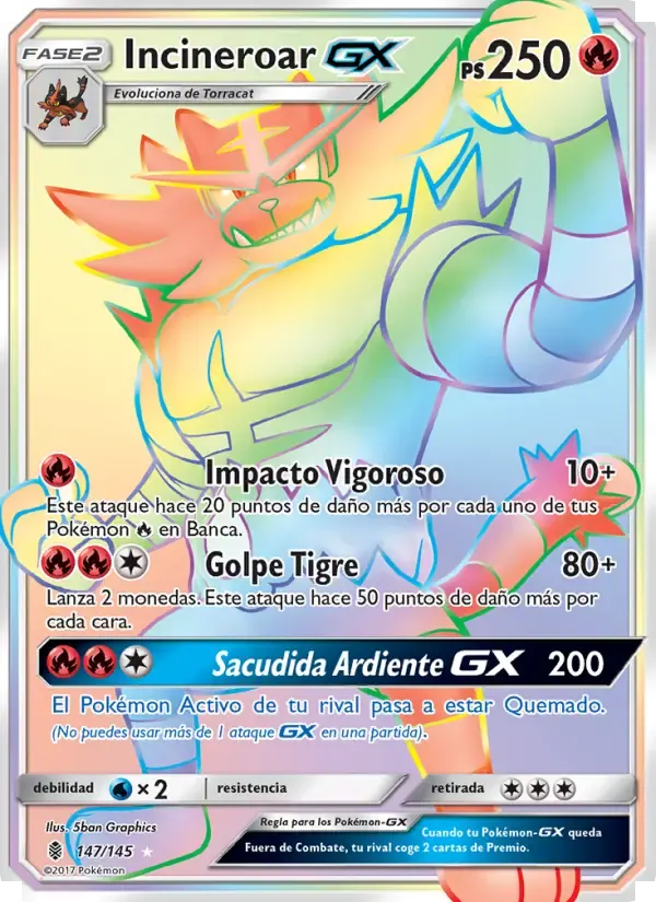 Incineroar GX — Albor de Guadianes 147 Spanish Pokémon card