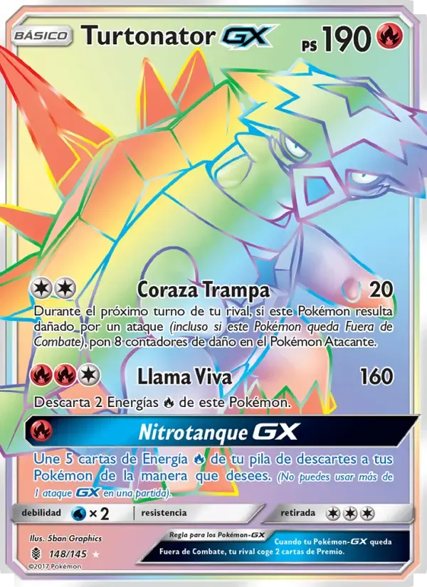 Turtonator GX — Albor de Guadianes 148 Spanish Pokémon card