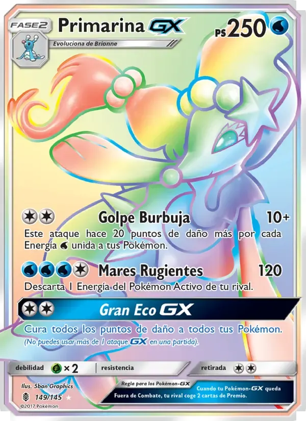 Primarina GX — Albor de Guadianes 149 Spanish Pokémon card