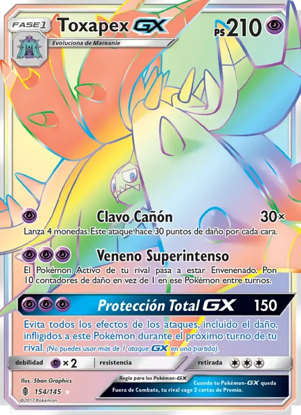 Toxapex GX — Albor de Guadianes 154 Spanish Pokémon card