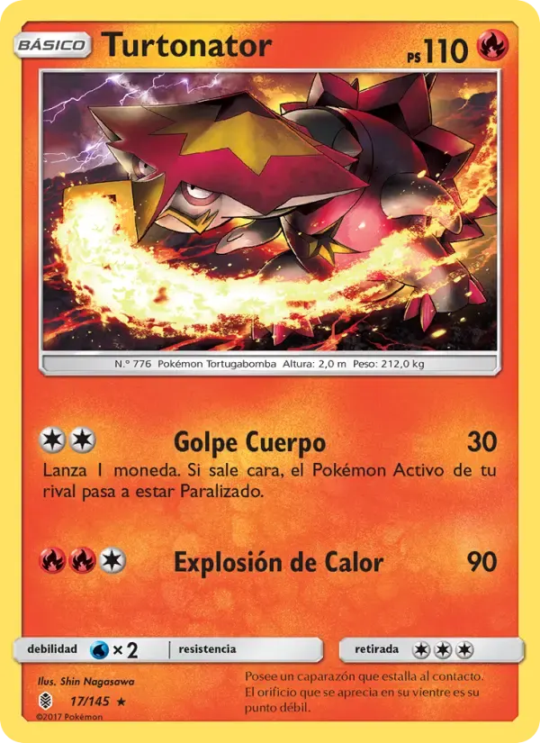 Turtonator — Albor de Guadianes 17 Spanish Pokémon card