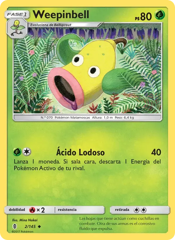 Weepinbell — Albor de Guadianes 2 Spanish Pokémon card