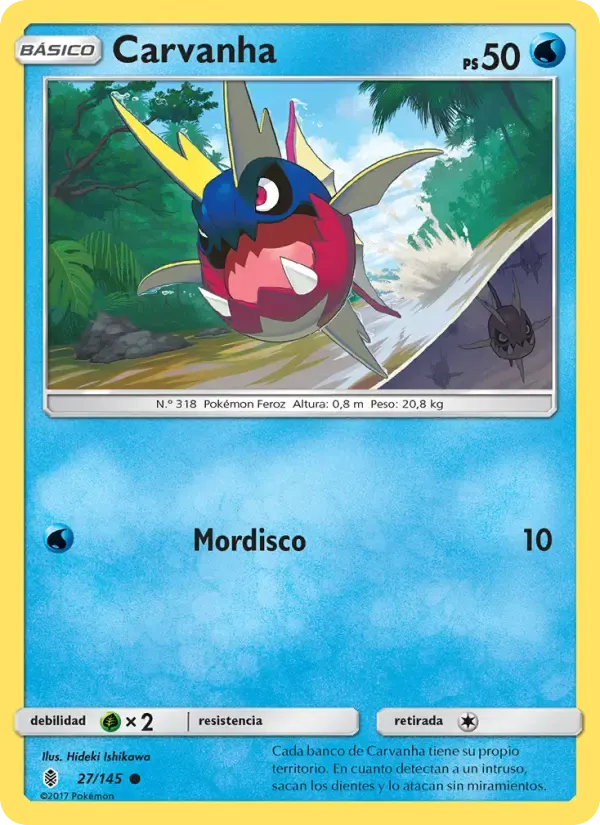 Carvanha — Albor de Guadianes 27 Spanish Pokémon card