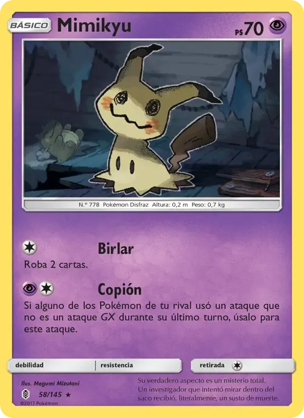 Mimikyu — Albor de Guadianes 58 Spanish Pokémon card
