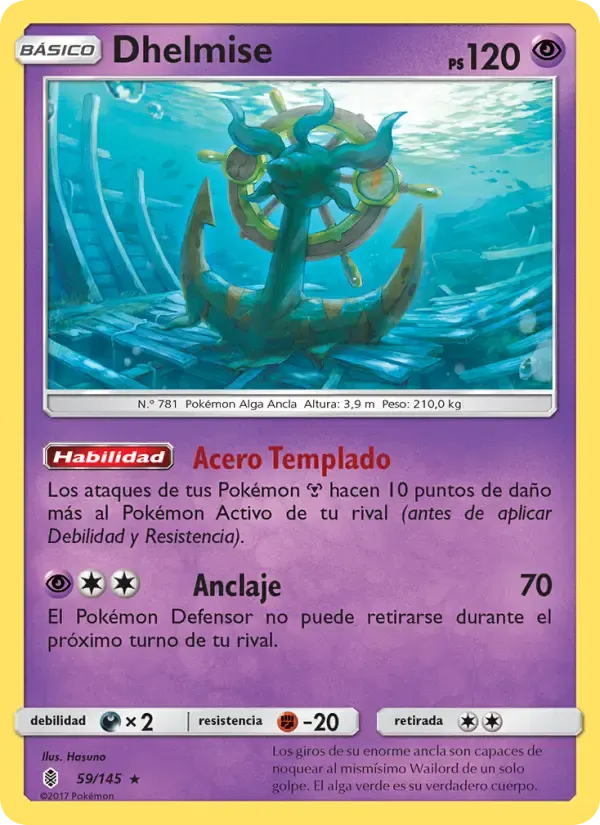 Dhelmise — Albor de Guadianes 59 Spanish Pokémon card
