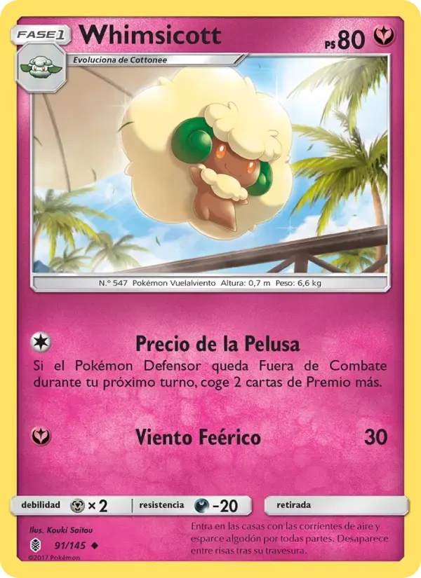 Whimsicott — Albor de Guadianes 91 Spanish Pokémon card