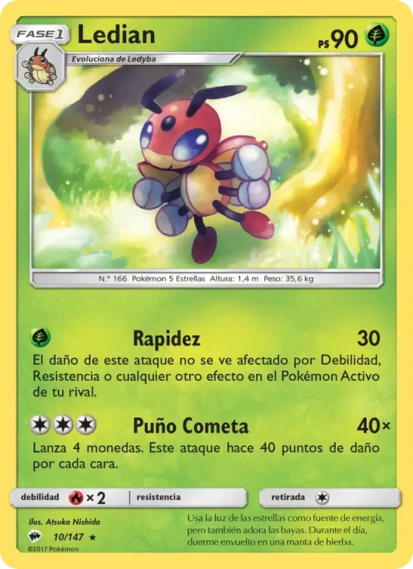 Ledian — Sombras Ardientes 10 Spanish Pokémon card