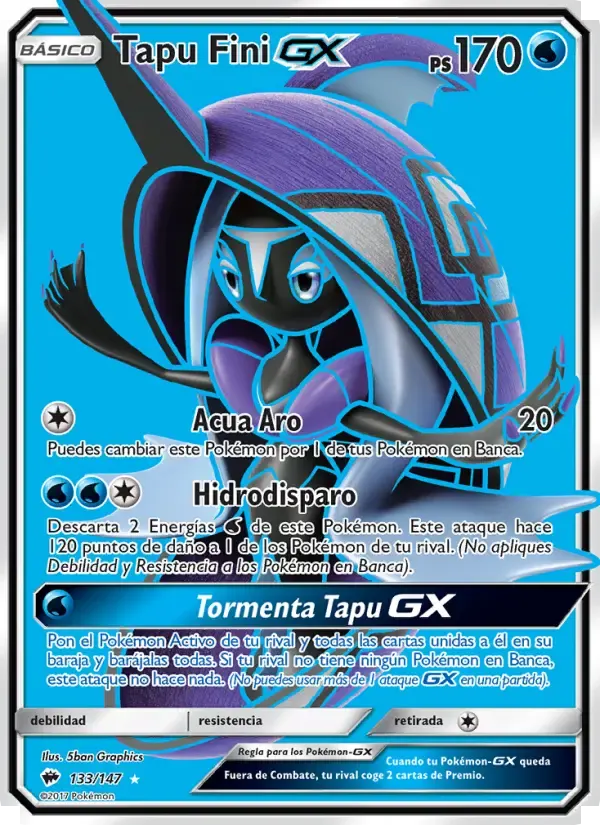 Tapu Fini GX — Sombras Ardientes 133 Spanish Pokémon card
