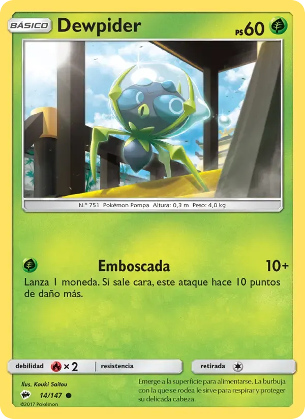 Dewpider — Sombras Ardientes 14 Spanish Pokémon card