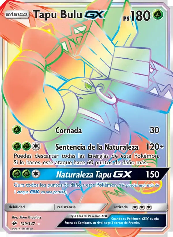 Tapu Bulu GX — Sombras Ardientes 149 Spanish Pokémon card