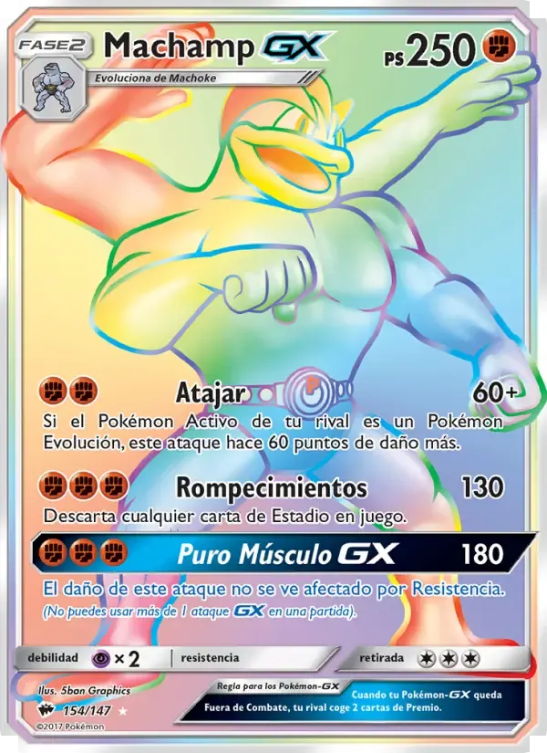 Machamp GX — Sombras Ardientes 154 Spanish Pokémon card