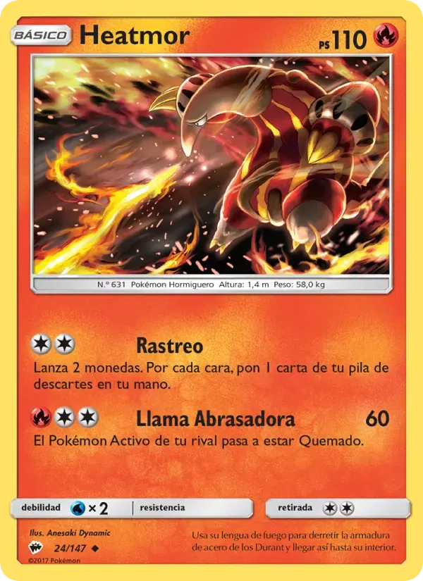 Heatmor — Sombras Ardientes 24 Spanish Pokémon card
