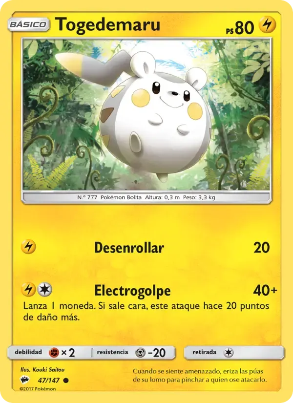 Togedemaru — Sombras Ardientes 47 Spanish Pokémon card