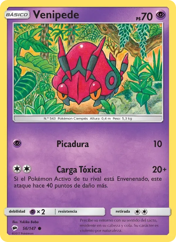Venipede — Sombras Ardientes 56 Spanish Pokémon card