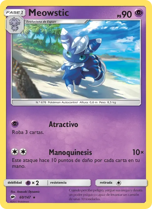 Meowstic — Sombras Ardientes 60 Spanish Pokémon card