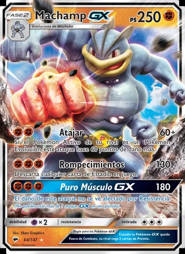 Machamp GX — Sombras Ardientes 64 Spanish Pokémon card