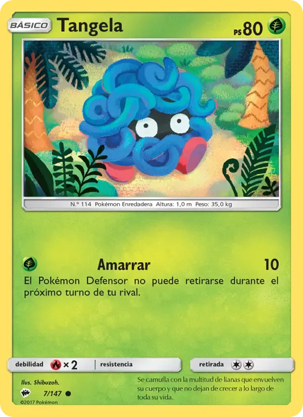 Tangela — Sombras Ardientes 7 Spanish Pokémon card
