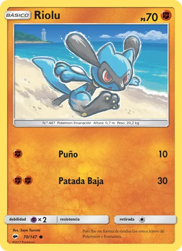 Riolu — Sombras Ardientes 70 Spanish Pokémon card