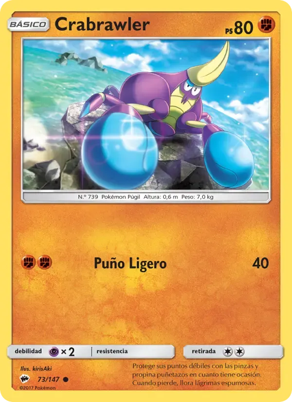 Crabrawler — Sombras Ardientes 73 Spanish Pokémon card