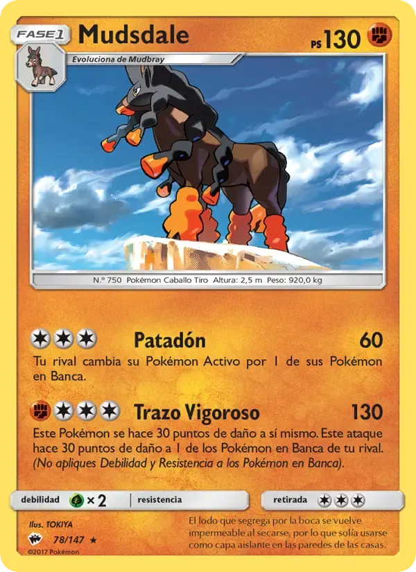 Mudsdale — Sombras Ardientes 78 Spanish Pokémon card