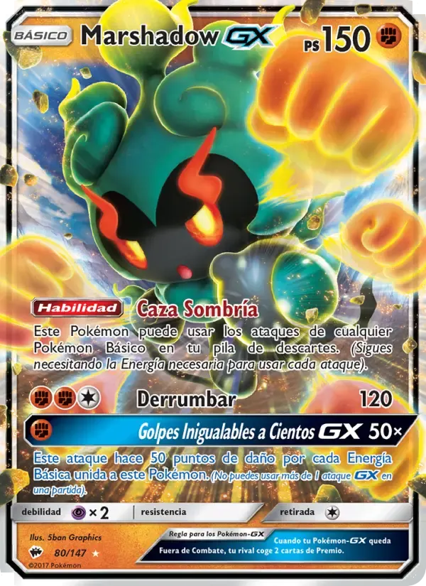 Marshadow GX — Sombras Ardientes 80 Spanish Pokémon card