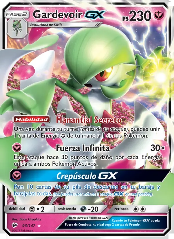 Gardevoir GX — Sombras Ardientes 93 Spanish Pokémon card